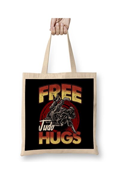Generic Brand Funny Free Judo Hugs MMA Pun Tote Bag Long Handle