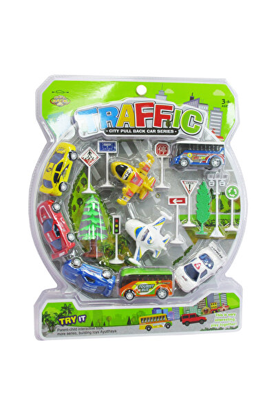 Trifox Set de mașini + semne rutiere 8 piese
