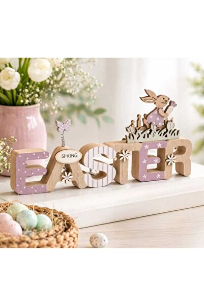 OEM Πασχαλινή Ξύλινη Διακόσμηση σε Λιλά "Πάσχα Άνοιξη" Κουνέλι 23x2x12εκ.