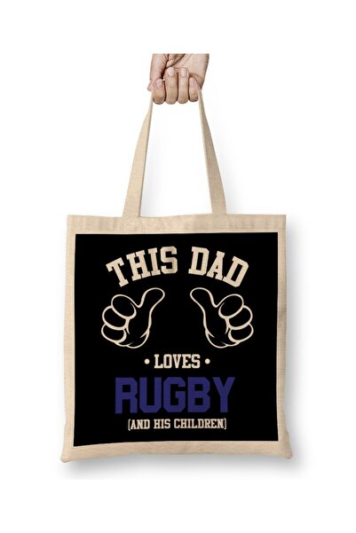 dekado Fathers Day This Dad Loves Rugby And His Children Tote Bag Long Handle