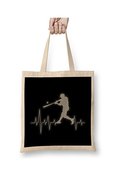 dekado Baseball Heartbeat Elevated Heart Beat Clean Hit Tote Bag Long Handle