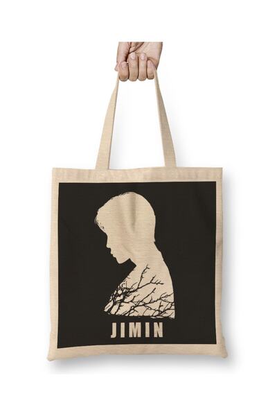 dekado حقيبة قماش Bts Chim Chim Side Silhouette باللون الأبيض والفروع Bts Arm...