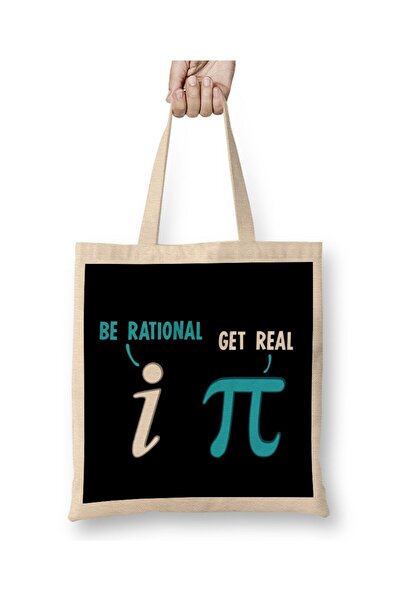 dekado Be Rational Get Real Funny Math Joke Stats Pun Cloth Bag Long Handle