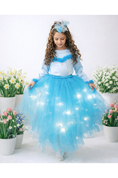 fustite cu luminite Στολή Πριγκίπισσας, Έλσα Μπλε 2 τεμαχίων - 10-12 ετών (14...