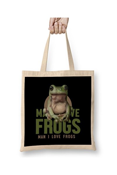 dekado حقيبة حمل للرجال I Love Frogs Meme بمقبض طويل