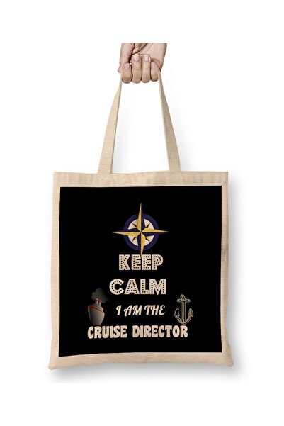 Generic Brand حقيبة قماش مضحكة "Keep Calm، I Am The Cruise Director" بمقبض طويل