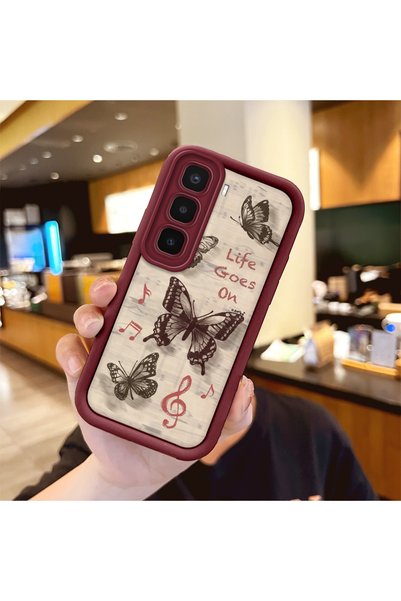 Hontinga Tecno Spark 40 Pro Plus Uyumlu Darbeye Dayanıklı Basit Bordo Silikon...