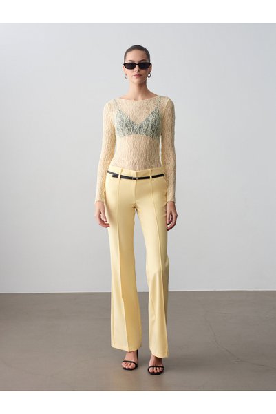 Dilvin 72677 Belted Straight Cut Trousers