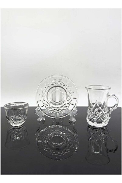 ALQANNAS 36-Piece Set of Crystal Tea Glasses, Coffee Cups, and Saucers | High...
