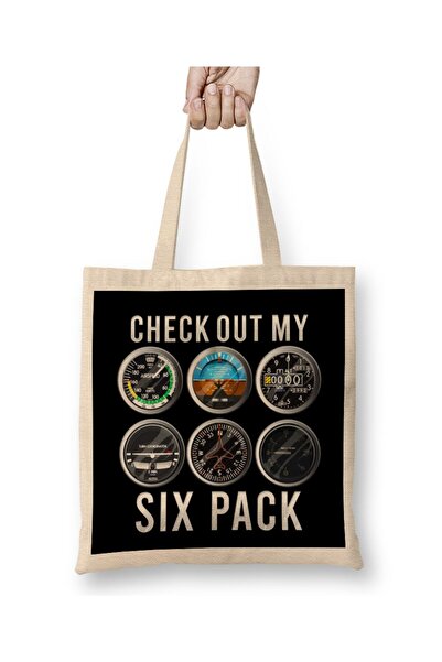 dekado Funny Check Out My Six Pack Airplane Pilot Tote Bag Long Handle