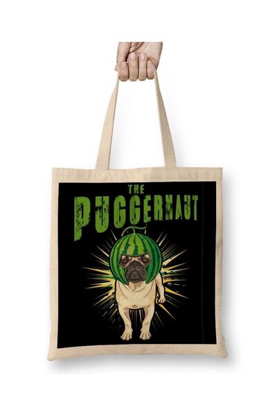 Generic Brand Pug Dog Puggernaut Life Funny Gift Cloth Bag Long Handle