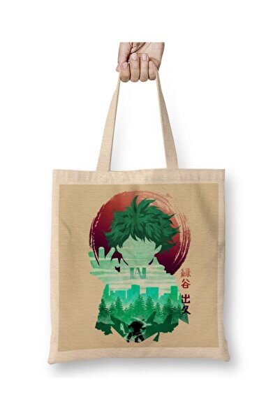 Generic Brand My Hero Academia Minimalist Silhouette Deku Tote Bag Long Handle
