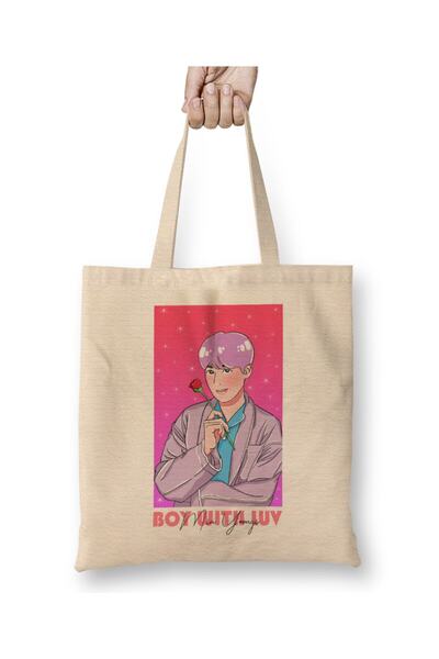 dekado حقيبة قماش Boy With Luv Bts Min Yoongi ذات مقبض طويل