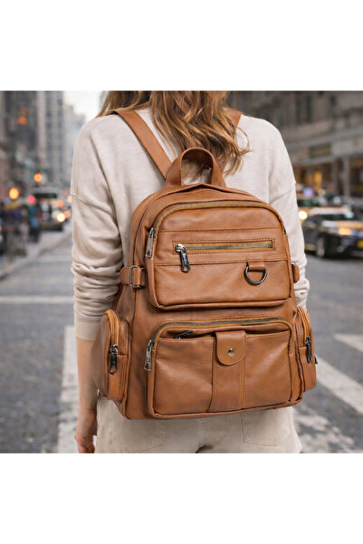 Saria Moda Washable Faux Leather Medium Size Lined Multi-Compartment Backpack