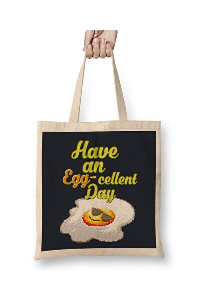 dekado حقيبة قماش بيضة ذات مقبض طويل من Eggcellent Day