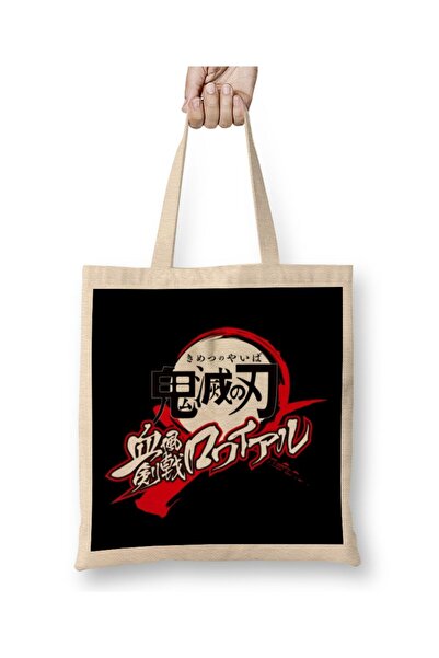 dekado حقيبة قماش بشعار Demon Slayer Kimetsu no Yaiba 01 بمقبض طويل