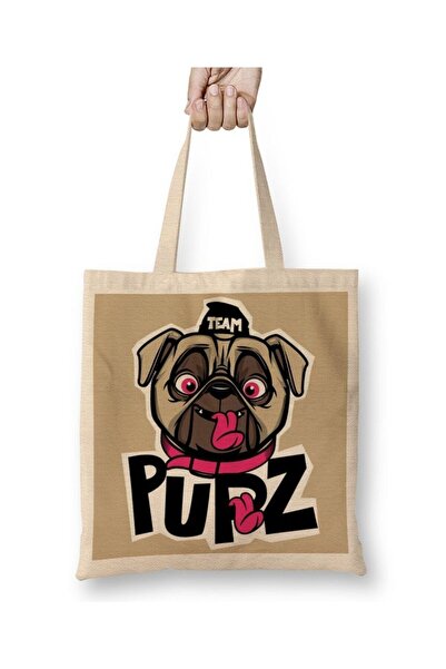 dekado Puppet Dog Pug Cloth Bag Long Handle