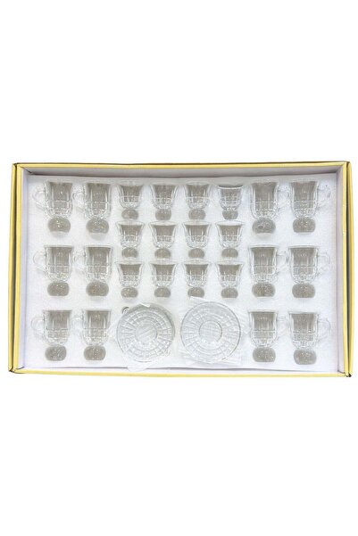 ALQANNAS 36-Piece Set of Crystal Tea Glasses, Coffee Cups, and Saucers | High...