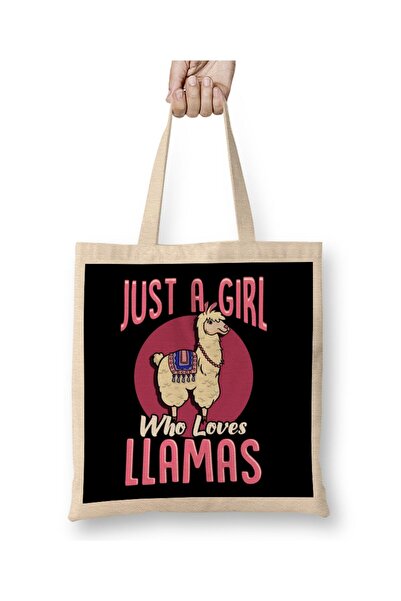 dekado Cute Just A Girl Who Loves Llamas Cute Fluffy Llama Tote Bag Long Handle
