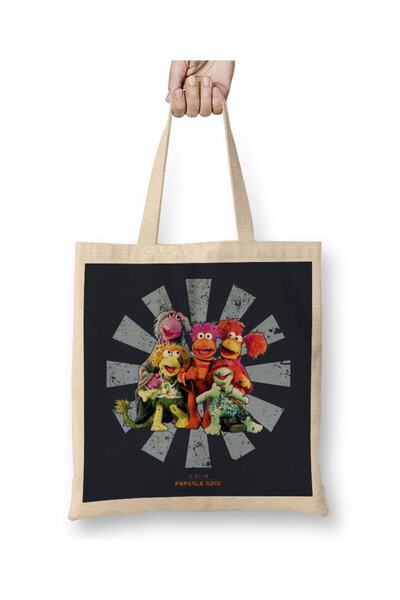 Generic Brand حقيبة قماش يابانية من Fraggle Rock Retro بمقبض طويل