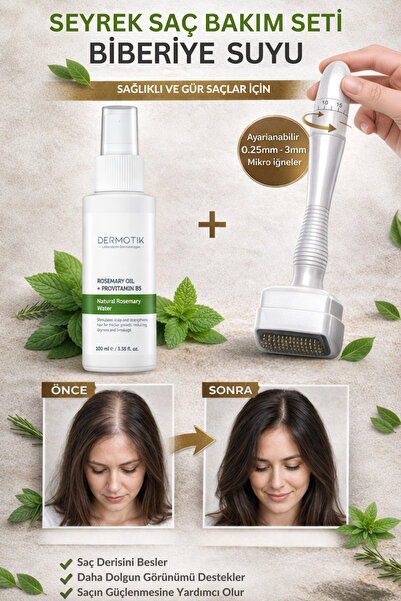 Dermotik Saç Oluşumuna Yardımcı Biberiye Suyu ve Ayarlanabilir Dermastamp Set...