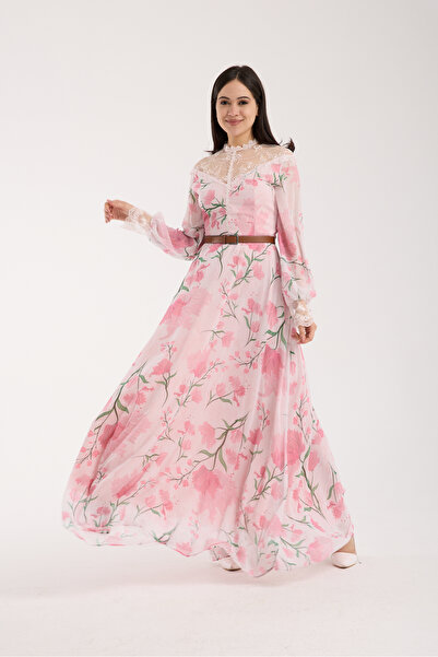 Stylish Fashion Stylish Fashion Turkish High End Supplier Pink Color Lace Det...