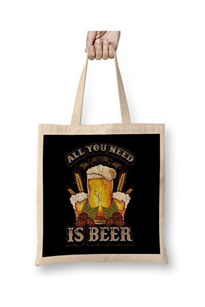 dekado Cute All You Need Is Beer Funny Beer Drinking IPA Cloth Bag Long Handle