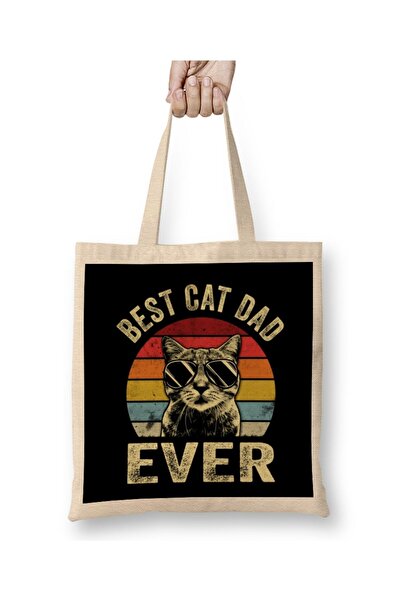 dekado Best Cat Dad Ever Cat Dad Father Vintage Gift Tote Bag Long Handle