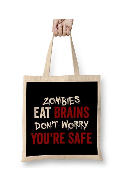 Generic Brand Zombies Eat Brains، لا تقلق أنت آمن، حقيبة حمل مضحكة بمقبض طويل