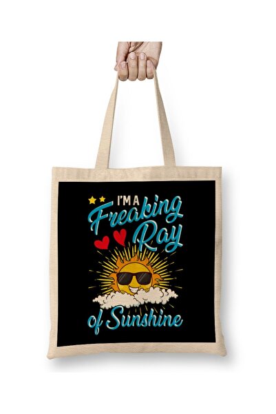 dekado حقيبة قماش لطيفة I m A Freaking Ray Of Sunshine بمقبض طويل