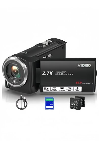 ZONBON كاميرا بدقة 2.7K و56 ميجابكسل |   تكبير 16x + بطاريات مزدوجة + فلاش LED