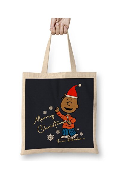 dekado Merry Christmas From Franklin Peanuts Cloth Bag Long Handle