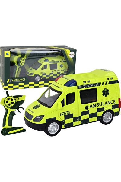 LeanToys Ambulanță galbenă cu telecomandă și lumini