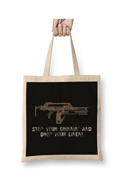 dekado Stop Your Grinnin Drop Your Linen Aliens Tote Bag Long Handle