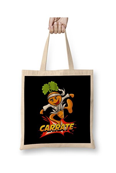 dekado Cute & Funny Carrate Karate Training Carrot Pun Tote Bag Long Handle