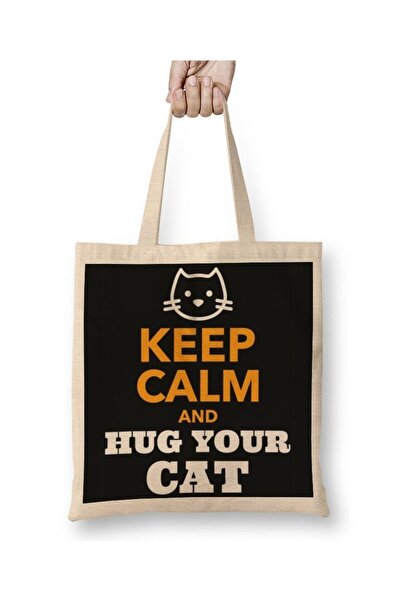 dekado Keep Calm And Hug Your Cat Cloth Bag Long Handle