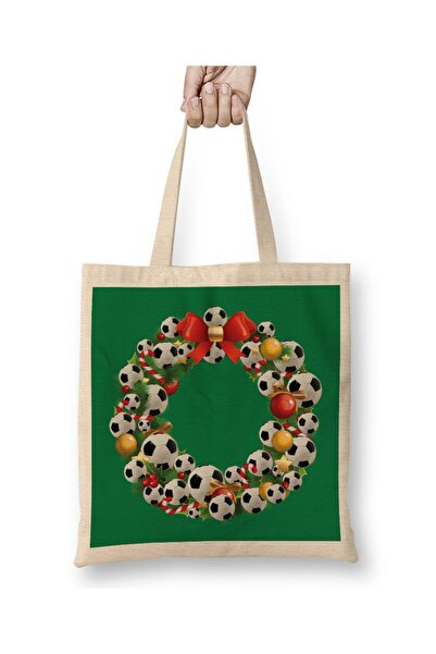 dekado Football Multiface Christmas Wreath Tote Bag Long Handle