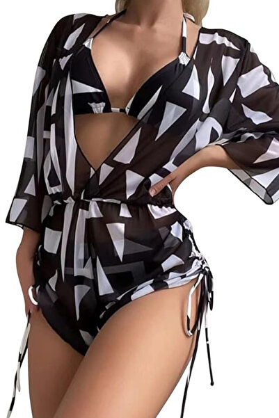 EFAYN.RO Women's swimsuit, 3 pieces, elegant model, abstract print, size XL, ...
