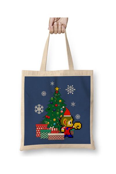Generic Brand حقيبة قماش Alex Kidd Around The Christmas Tree بمقبض طويل
