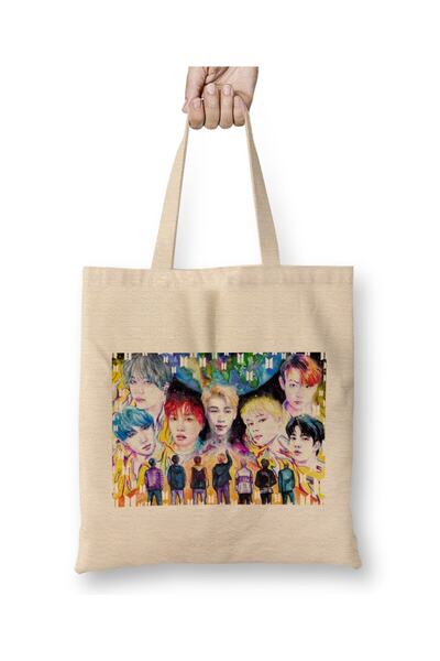 dekado حقيبة قماش BTS Army World بمقبض طويل