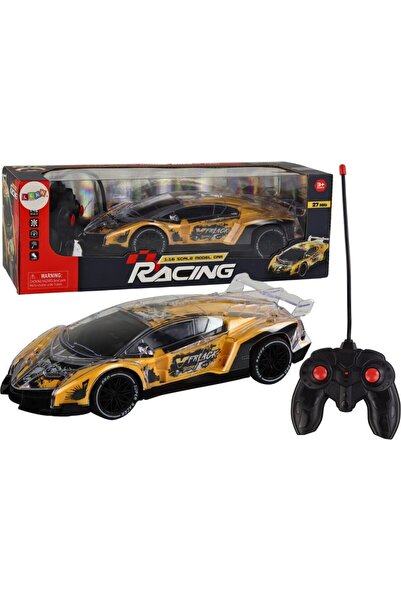 LeanToys Mașină sport RC galbenă, telecomandată, scară 1:16, cu lumini