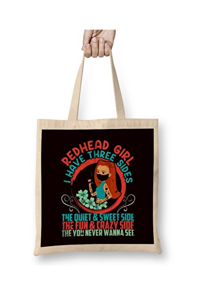dekado Three Sides Of Redhead Girl Ginger Red Orange Hair Haired Cloth Bag Lo...