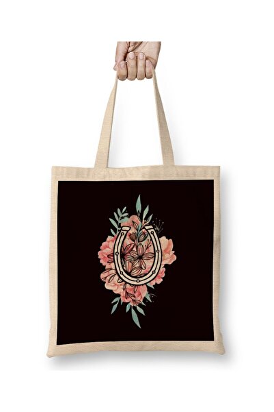 dekado Horseshoe Flower Lucky Stable Horse Fan Saddle Dressage Tote Bag Long ...