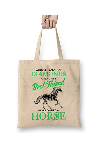 dekado حقيبة قماش من Whoever Horses Are A Girl's Best Friend Not Diamonds بمق...