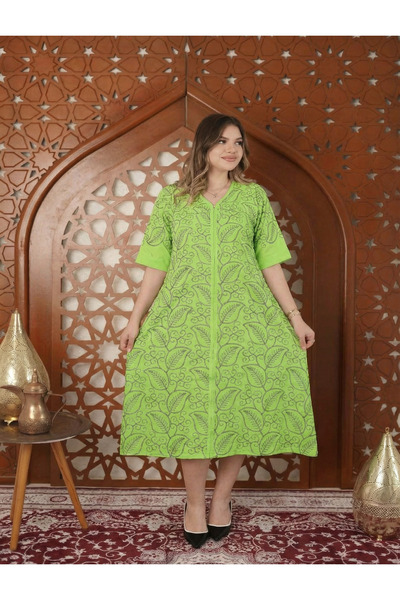 AFandina Midi Jalabiya with Fully Embroidered Details – a Touch of Luxury