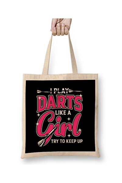 dekado Play Darts Like Girl Dart Player Bullseye Dartboard Arrow Cloth Bag Lo...