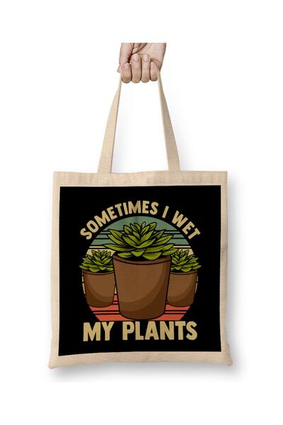 dekado Funny Sometimes I Wet My Plants Gardening Pun Cloth Bag Long Handle