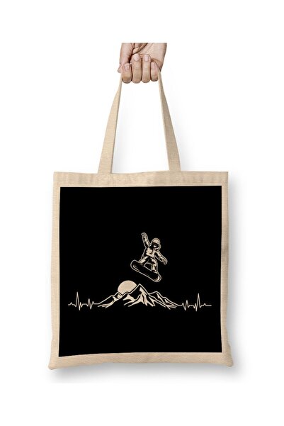dekado Snowboarder Heartbeat Snowboarding Heart Mountain Tote Bag Long Handle