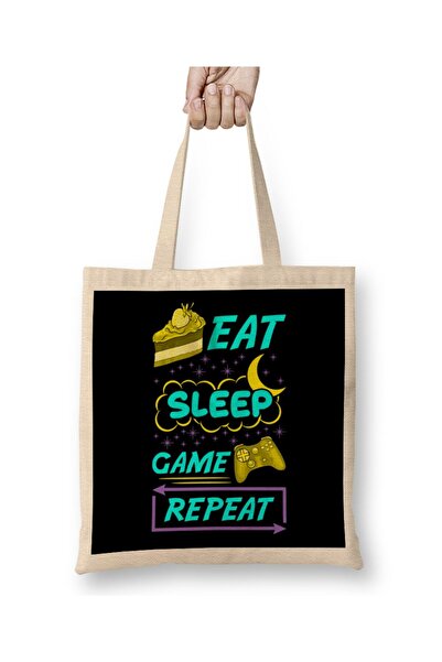 Generic Brand حقيبة ألعاب Gamer Eat Sleep تكرار Anime Kawaii Gaming بمقبض طويل