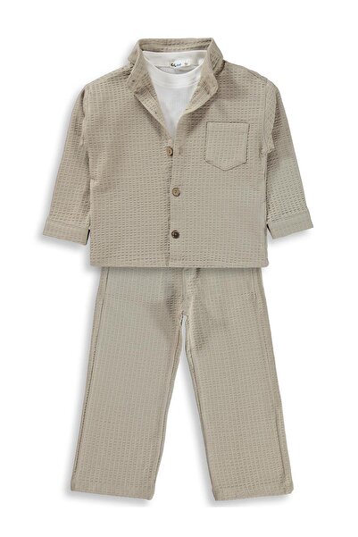 Civil Boys طقم قميص من 3 قطع للأعمار من 2-5 سنوات - بيج